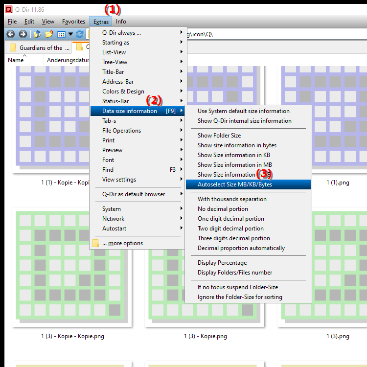 Can I have File Explorer automatically display the file size in MB, KB or bytes